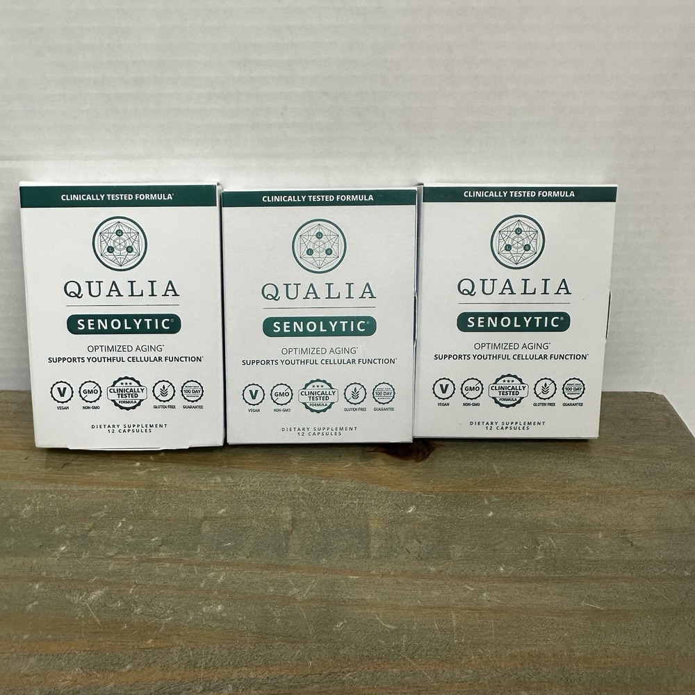 Lot 3 NEW QUALIA Senolytic Optimized Aging Boxes of 12 (36 Total) Caps Exp 26/27